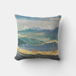 Elegant Gold Blue Landscape Art Kussen