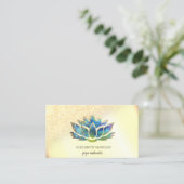 Elegant Gold Blue Lotus Visitekaartje (Staand voorkant)