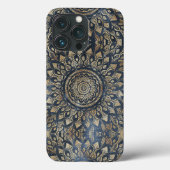 Elegant Gold Blue Mandala Floral Case-Mate iPhone Case (Achterkant)