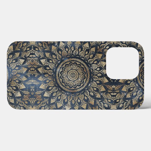 Elegant Gold Blue Mandala Floral Case-Mate iPhone Case (Achterkant (horizontaal))
