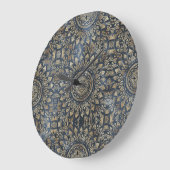 Elegant Gold Blue Mandala Floral Grote Klok (Hoek)