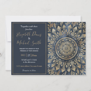 Elegant Gold Blue Mandala Floral Kaart