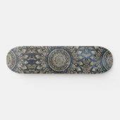 Elegant Gold Blue Mandala Floral Persoonlijk Skateboard (Horizontaal)