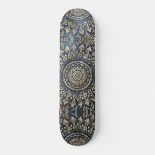 Elegant Gold Blue Mandala Floral Persoonlijk Skateboard
