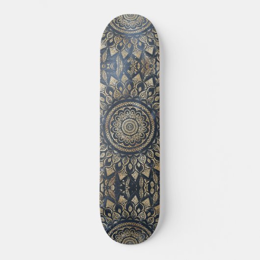 Elegant Gold Blue Mandala Floral Persoonlijk Skateboard (Voorkant)