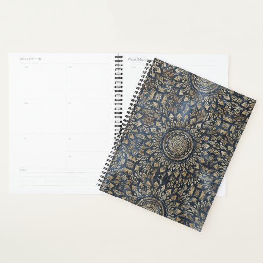 Elegant Gold Blue Mandala Floral Planner (Display)