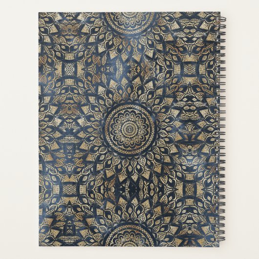 Elegant Gold Blue Mandala Floral Planner (Achterkant)