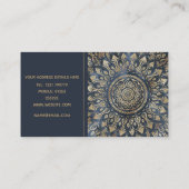 Elegant Gold Blue Mandala Floral Visitekaartje (Achterkant)