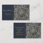 Elegant Gold Blue Mandala Floral Visitekaartje (Voorkant / Achterkant)