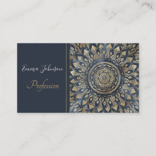 Elegant Gold Blue Mandala Floral Visitekaartje