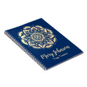 Elegant Gold Blue Mandala Yoga Teacher Notitieboek (Rechterzijde)
