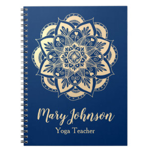 Elegant Gold Blue Mandala Yoga Teacher Notitieboek