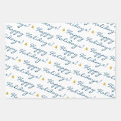 Elegant Gold Blue Merry-kerstfeestbomen Inpakpapier Vel (Voorkant 3)