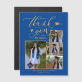 Elegant Gold Blue Multi Photo Afstuderen Hartelijk (Voorkant / Achterkant)