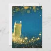 Elegant Gold & Blue New Year's Eve Party Kaart (Achterkant)