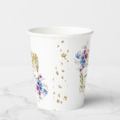 Elegant Gold Blue Paars Geometric Framed Wedding Papieren Bekers (Rechts)