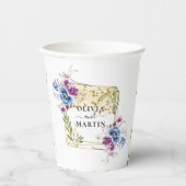 Elegant Gold Blue Paars Geometric Framed Wedding Papieren Bekers (Voorkant)