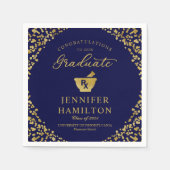 Elegant Gold Blue Pharmacy School Afstuderen Servet (Voorkant)