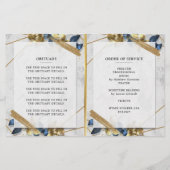 Elegant Gold Blue Photo Life Celebration Program (Achterkant)