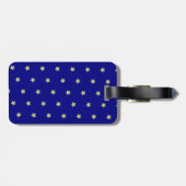 Elegant Gold & Blue Star Pattern Monogram Bagagelabel (Achterkant horizontaal)