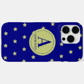 Elegant Gold & Blue Star Pattern Monogram Case-Mate iPhone Case (Achterkant (horizontaal))