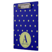 Elegant Gold & Blue Star Pattern Monogram Klembord (Links)