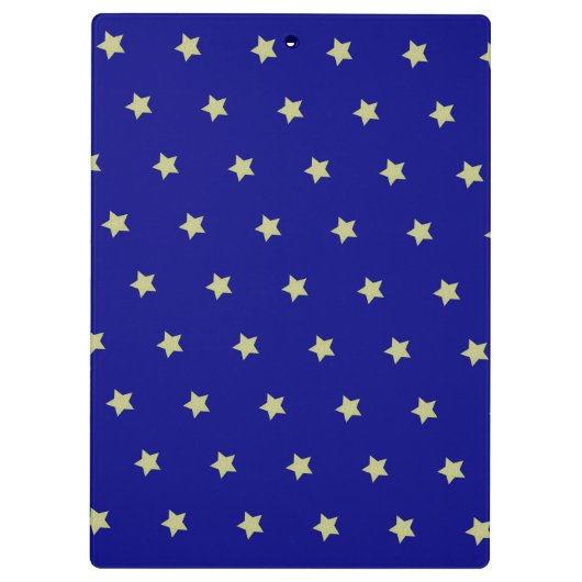 Elegant Gold & Blue Star Pattern Monogram Klembord (Achterkant)