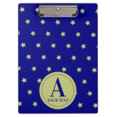 Elegant Gold & Blue Star Pattern Monogram Klembord (Voorkant)