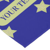 Elegant Gold & Blue Star Pattern Monogram Korte Tafelloper (Hoek)