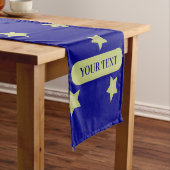 Elegant Gold & Blue Star Pattern Monogram Korte Tafelloper (Voorbeeld)