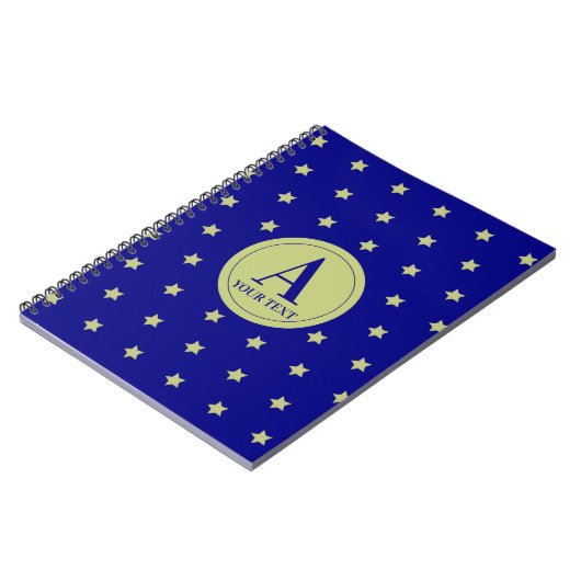 Elegant Gold & Blue Star Pattern Monogram Notitieboek (Linkerzijde)