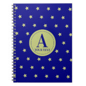 Elegant Gold & Blue Star Pattern Monogram Notitieboek (Voorkant)