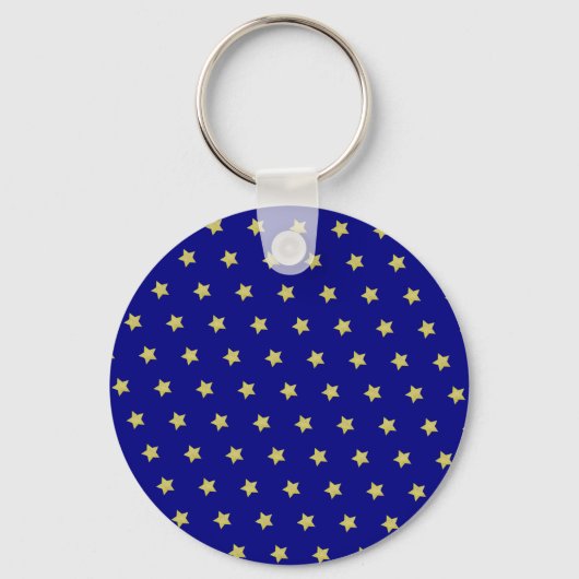 Elegant Gold & Blue Star Pattern Monogram Sleutelhanger (Achterkant)