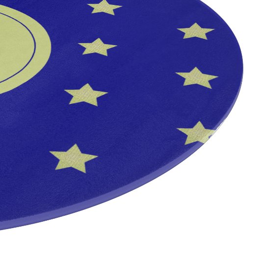 Elegant Gold & Blue Star Pattern Monogram Snijplank (Hoek)