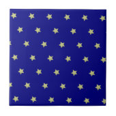 Elegant Gold & Blue Star Pattern Tegeltje (Voorkant)