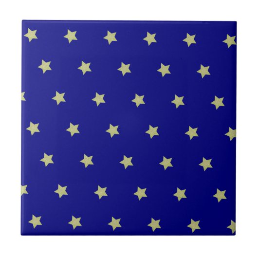 Elegant Gold & Blue Star Pattern  Tegeltje (Voorkant)