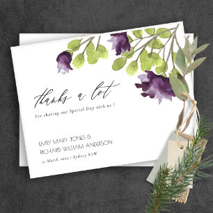 ELEGANT GOLD BLUE WATERVERF FLORAL DANK U BRIEFKAART