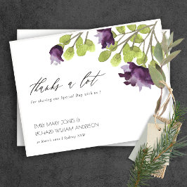 ELEGANT GOLD BLUE WATERVERF FLORAL DANK U BRIEFKAART