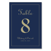 Elegant Gold Blue Wedding Reception Formele diner Kaart (Achterkant)