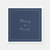 Elegant Gold Blue Wedding Script Minimalist Couple Servet (Voorkant)