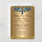 Elegant Gold Bluebird Bird Black 70th Birthday Kaart (Achterkant)