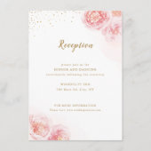 Elegant gold & blush floral bruiloft receptie informatiekaartje (Voorkant)