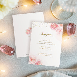 Elegant gold & blush floral bruiloft receptie informatiekaartje