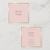 Elegant Gold Blush Pink Calligraphy Script Luxe Vierkante Visitekaartje (Voorkant / Achterkant)