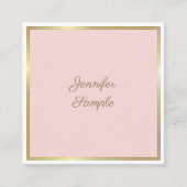 Elegant Gold Blush Pink Calligraphy Script Luxe Vierkante Visitekaartje (Voorkant)