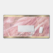Elegant Gold & Blush Pink Girly Naam toevoegen Mar Bureaumat (Keyboard & Muis)
