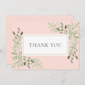 Elegant Gold Blush Pink Greenery Foliage Bedankkaart (Voorkant / Achterkant)