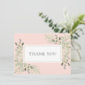 Elegant Gold Blush Pink Greenery Foliage Bedankkaart (Staand voorkant)