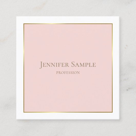 Elegant Gold Blush Pink White Moderne Professional Vierkante Visitekaartje (Voorkant)