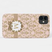 Elegant Gold Blush Roze Damask Glitter Monogram Case-Mate iPhone Case (Achterkant (horizontaal))